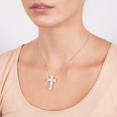 Luminesce Lab Grown Cross Pendant with Silver Slider Chain in 42 Diamonds