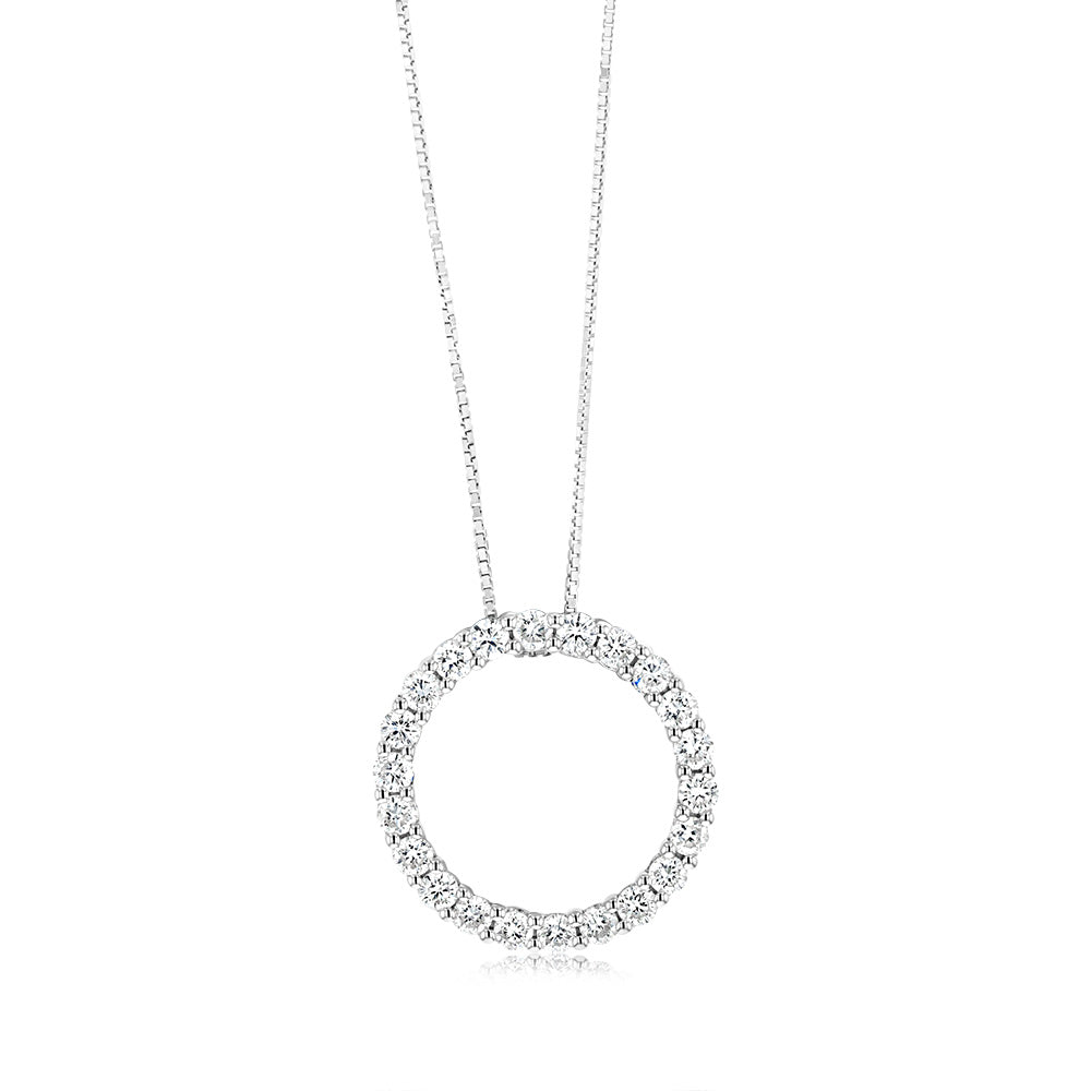 Luminesce Lab Grown Circle Pendant in 1 Carat Diamond with Silver Slider Chain