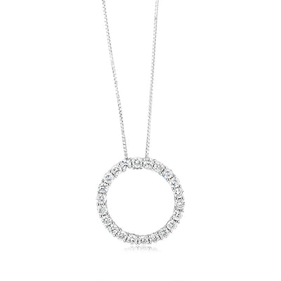 Luminesce Lab Grown Circle Pendant in 1 Carat Diamond with Silver Slider Chain