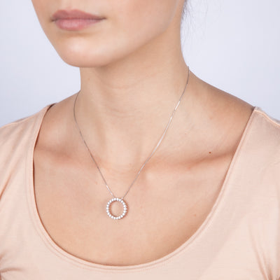 Luminesce Lab Grown Circle Pendant in 1 Carat Diamond with Silver Slider Chain