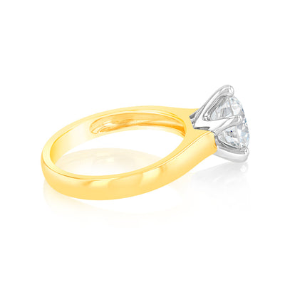 Luminesce Lab Grown 18ct Yellow Gold 2 Carat G Colour VS Clarity Certified Diamond Solitaire Ring