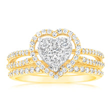 Load image into Gallery viewer, Luminesce Lab Grown 9ct Yellow Gold 0.70 Carat Diamond Heart Shaped Bridal Set