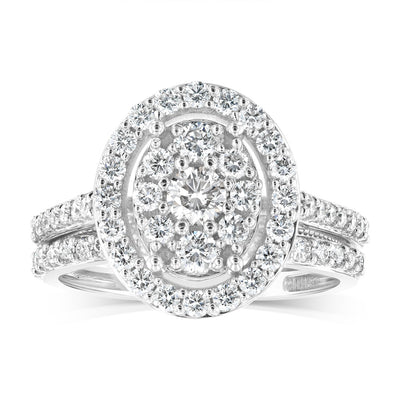 Luminesce Lab Grown 9ct White Gold 1.2 Carat Diamond Round Shaped Bridal Set