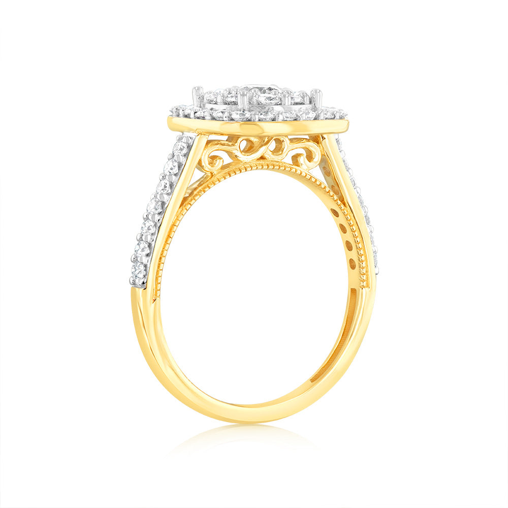 Luminesce Lab Grown 9ct Yellow Gold 1.2 Carat Diamond Cushion Shaped Solitaire Fancy Ring