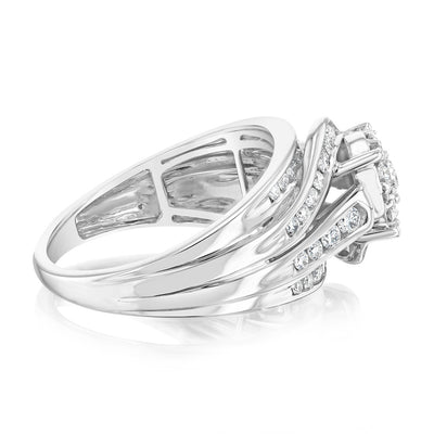 Luminesce Lab Grown 10ct White Gold 1 Carat Diamond Cluster Ring