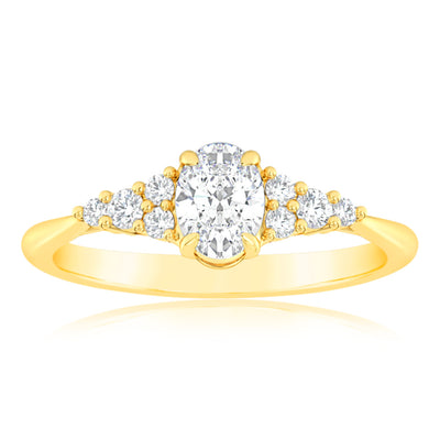 Luminesce Lab Grown 9ct Yellow Gold 0.65 Carat Diamond Solitaire Fancy Ring
