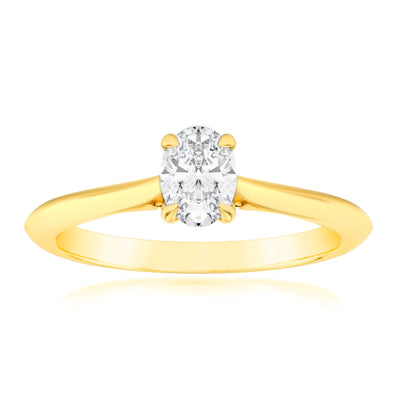 Luminesce Lab Grown 9ct Yellow Gold 0.65 Carat Diamond Solitaire Fancy Ring