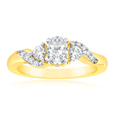 Luminesce Lab Grown 9ct Yellow Gold 3/4 Carat Diamond Solitaire Fancy Ring