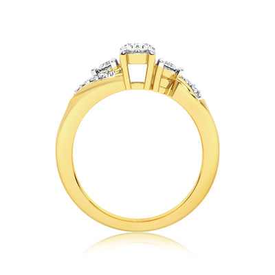 Luminesce Lab Grown 9ct Yellow Gold 3/4 Carat Diamond Solitaire Fancy Ring