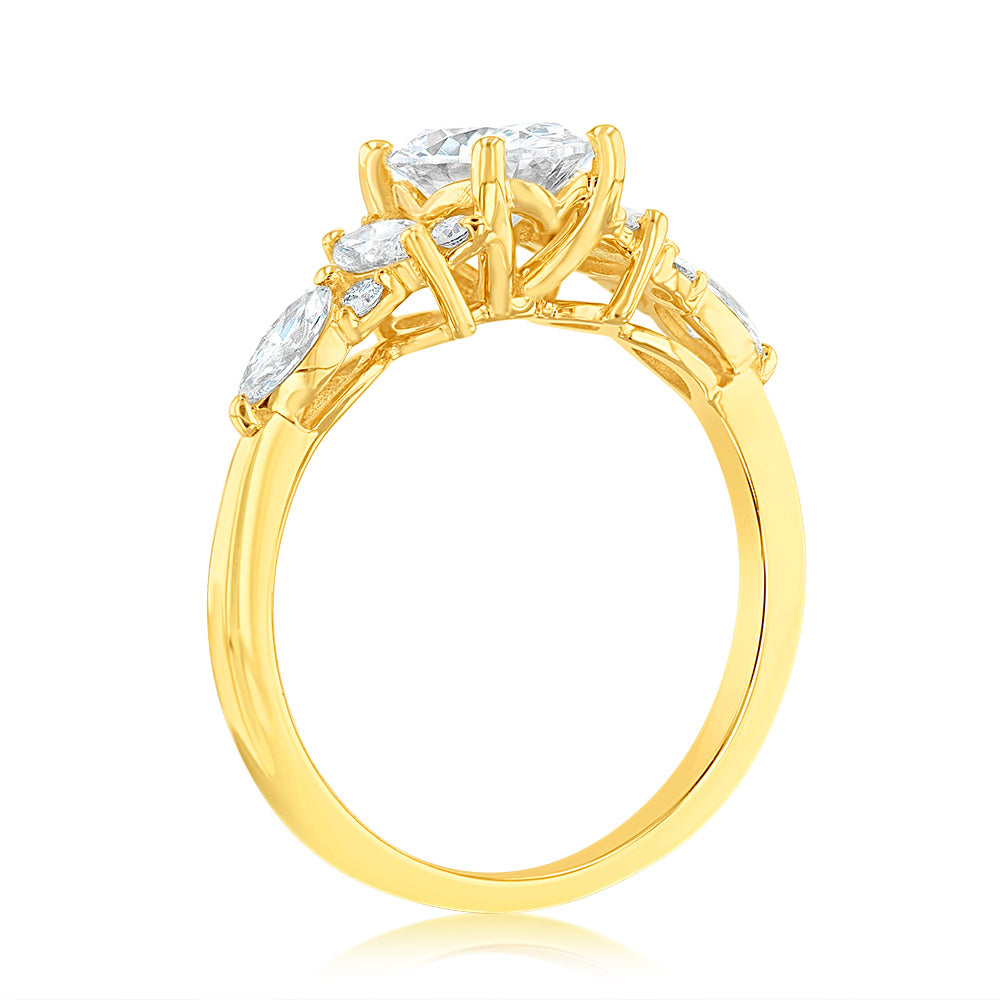 Luminesce Lab Grown 9ct Yellow Gold 1.5 Carat Diamond with 1 Carat Oval Centre Solitaire Fancy Ring