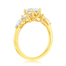 Load image into Gallery viewer, Luminesce Lab Grown 9ct Yellow Gold 1.5 Carat Diamond with 1 Carat Oval Centre Solitaire Fancy Ring