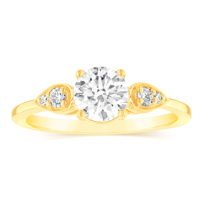 Luminesce Lab Grown 14ct Yellow Gold 1 Carat Diamond Solitaire Fancy Ring