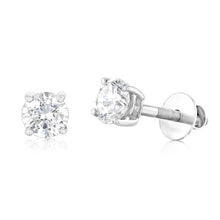 Load image into Gallery viewer, Luminesce Lab Grown Solitaire Stud Earrings in 3/4 Carat Diamond in White Gold