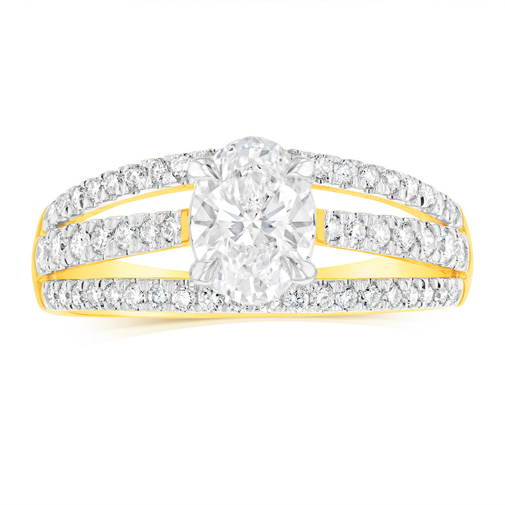 Luminesce Lab Grown 14ct Yellow Gold 1.5 Carat Diamond Solitaire Fancy Ring