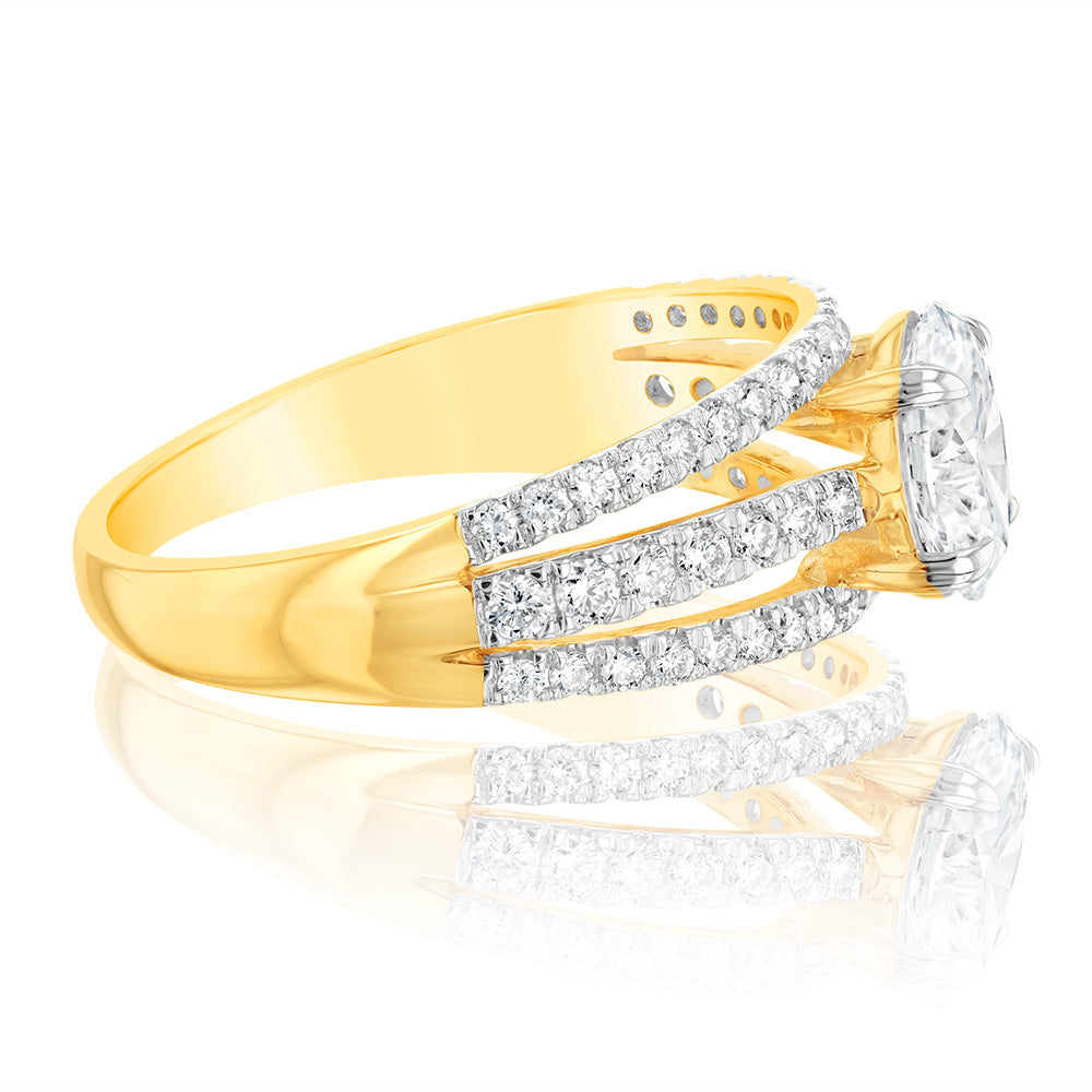 Luminesce Lab Grown 14ct Yellow Gold 1.5 Carat Diamond Solitaire Fancy Ring