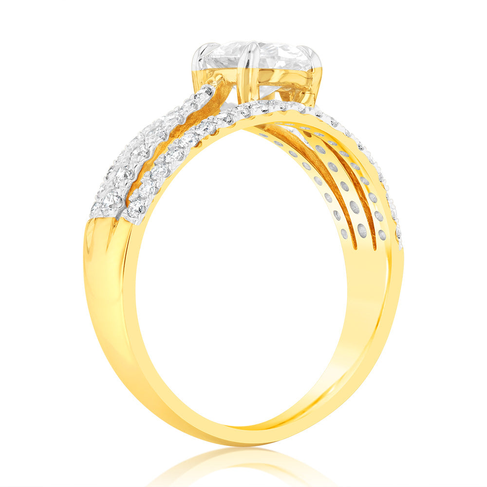 Luminesce Lab Grown 14ct Yellow Gold 1.5 Carat Diamond Solitaire Fancy Ring