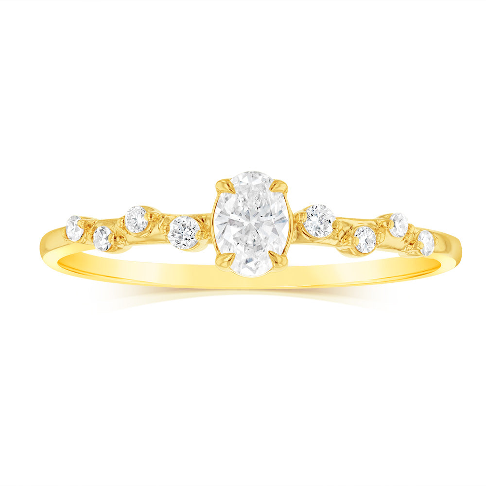 Luminesce Lab Grown 9ct Yellow Gold 0.30 Carat Diamond Solitaire Fancy Ring