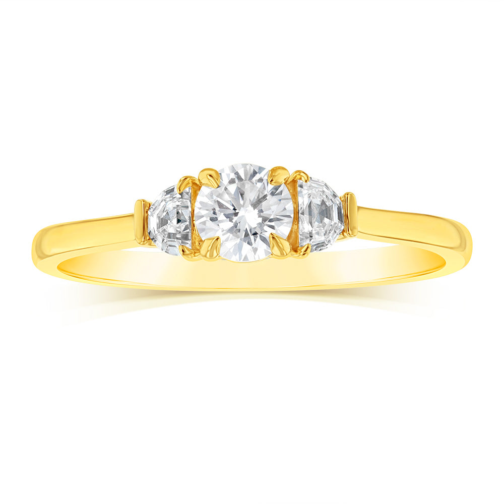 Luminesce Lab Grown 9ct Yellow Gold 0.60 Carat Diamond Solitaire Fancy Ring