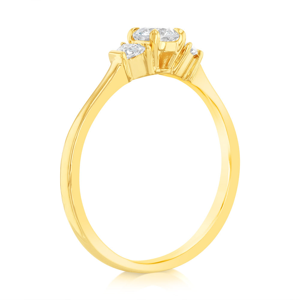 Luminesce Lab Grown 9ct Yellow Gold 0.60 Carat Diamond Solitaire Fancy Ring