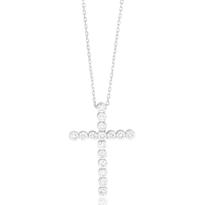 Luminesce Lab Grown 9ct White Gold 0.95 Carat Diamond Cross Pendant