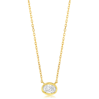 Luminesce Lab Grown 9ct Yellow Gold 1/5 Carat Diamond Oval Shaped Bezel Pendant