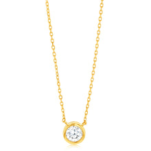 Load image into Gallery viewer, Luminesce Lab Grown 9ct Yellow Gold 1/5 Carat Diamond Round Shaped Bezel Pendant