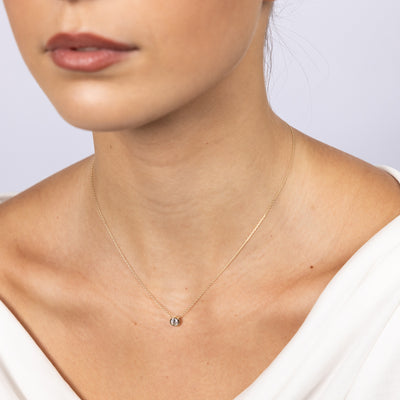 Luminesce Lab Grown 9ct Yellow Gold 1/5 Carat Diamond Round Shaped Bezel Pendant Chain Included