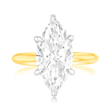 Load image into Gallery viewer, Luminesce Lab Grown Certified 4 Carats Marquise Diamond Engagement Ring in 18ct Yellow Gold