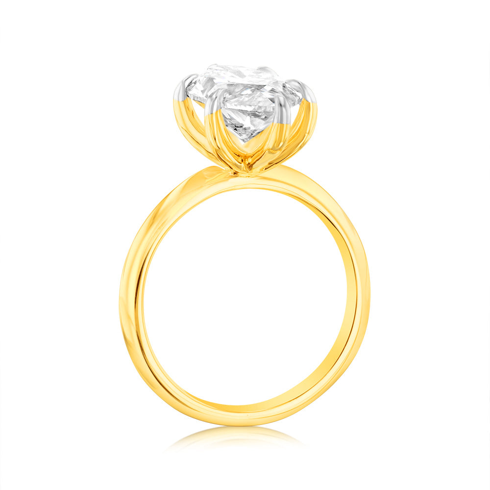 Luminesce Lab Grown Certified 4 Carats Marquise Diamond Engagement Ring in 18ct Yellow Gold