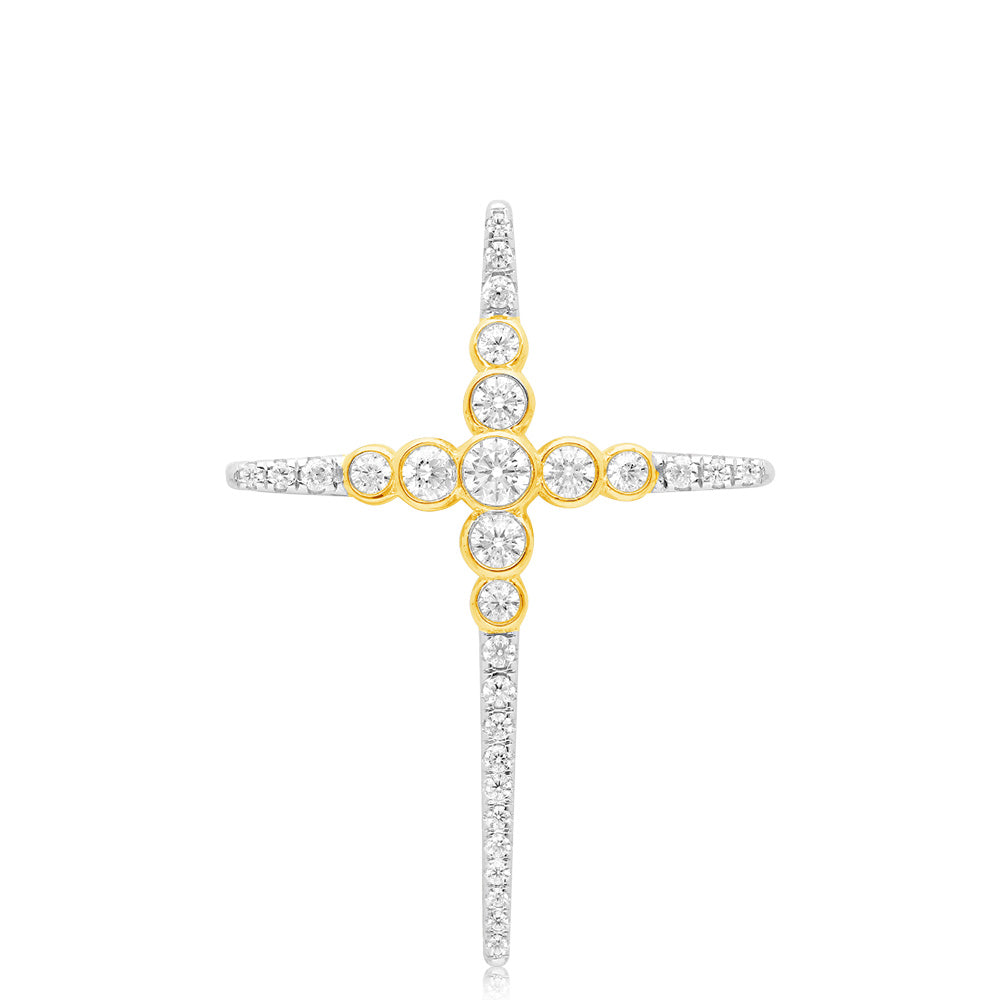 Luminesce Lab Grown Cross 1Carat Diamond Pendant in 14ct Yellow Gold