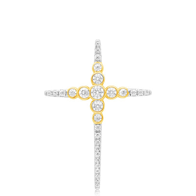 Luminesce Lab Grown 14ct Yellow Gold 1 Carat Diamond Cross Pendant