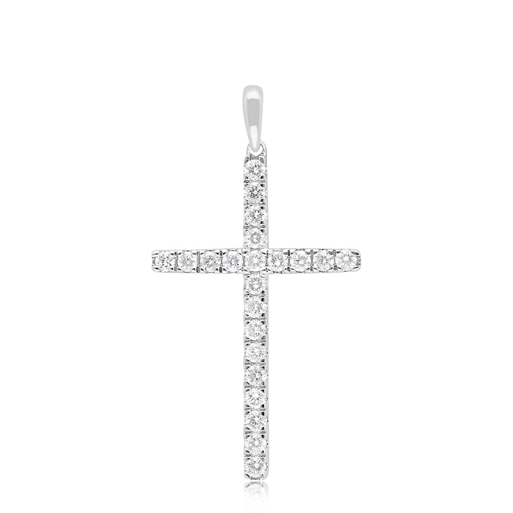 Luminesce Lab Grown Cross 1/2 Carat Diamond Pendant in 14ct White Gold