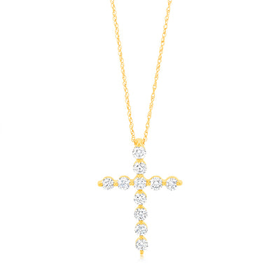 Luminesce Lab Grown 9ct Yellow Gold 1 Carat Cross Pendant with Chain