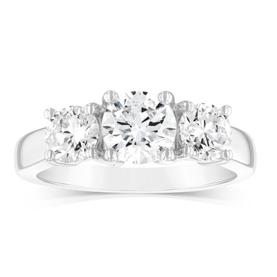 Luminesce Lab Grown Sterling Silver 2 Carat Diamond Trilogy Ring