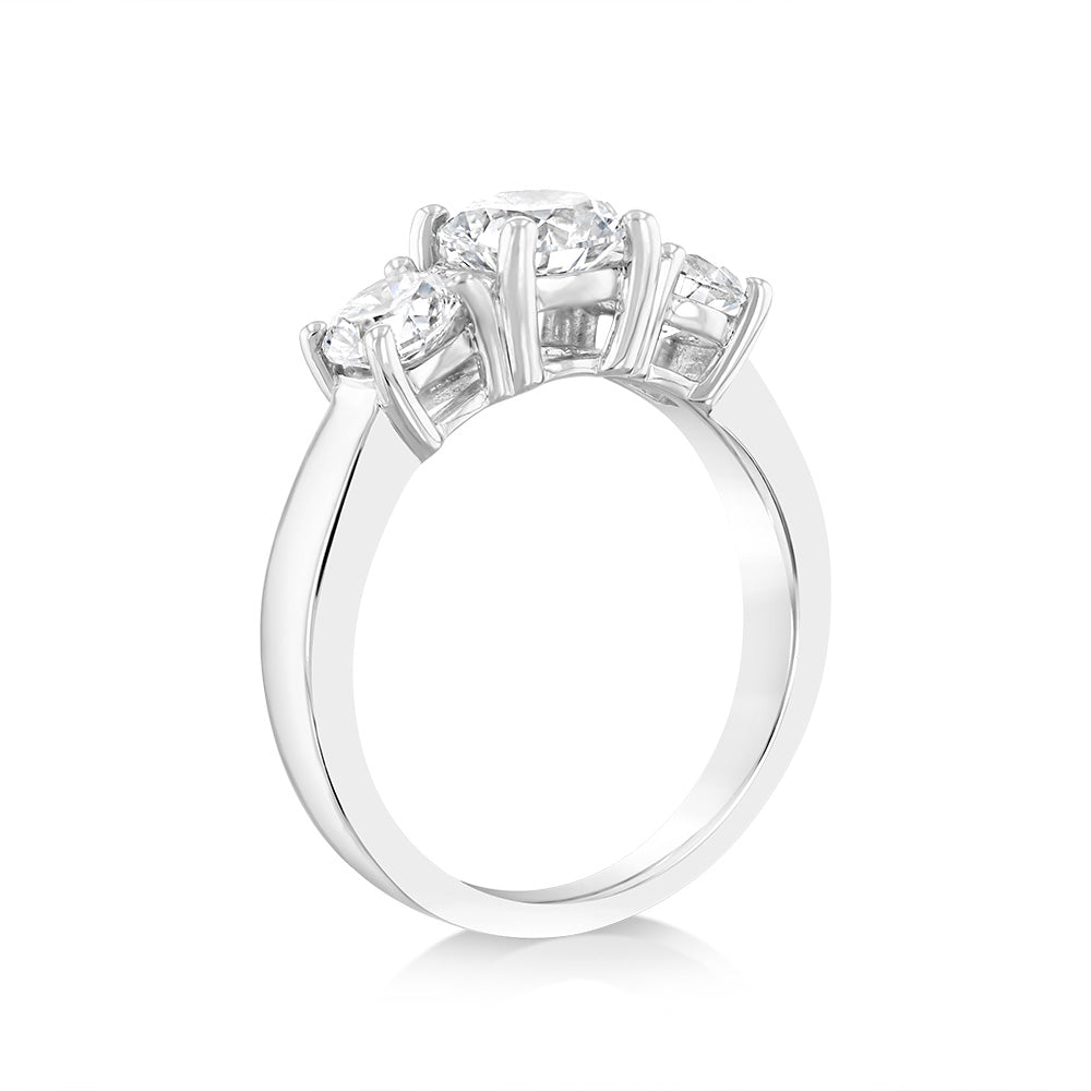 Luminesce Lab Grown Sterling Silver 2 Carat Diamond Trilogy Ring