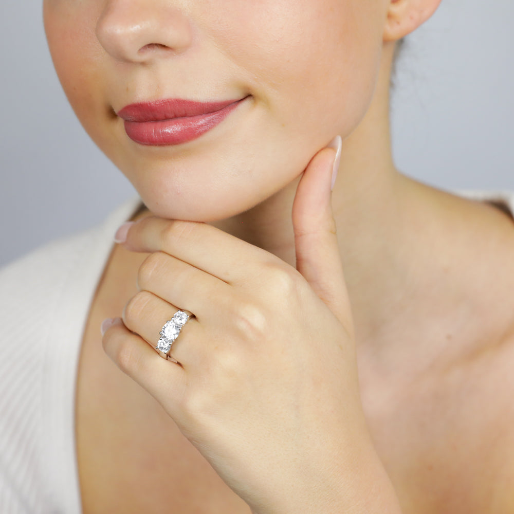 Luminesce Lab Grown Sterling Silver 2 Carat Diamond Trilogy Ring