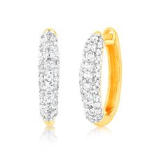 Load image into Gallery viewer, Luminesce Lab Grown 0.4 Carat Diamond Gold Plated Silver Hoop Earrings