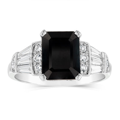 Luminesce Lab Grown 9ct White Gold 1/2 Carat Diamond 3 Carat Natural Sapphire Ring