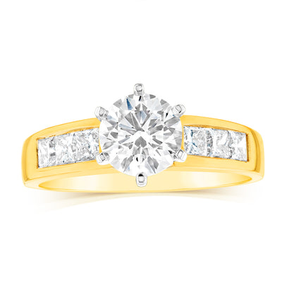 Luminesce Lab Grown 18ct Yellow Gold 1.5 Carat TW 1 Carat Centre Diamond Ring