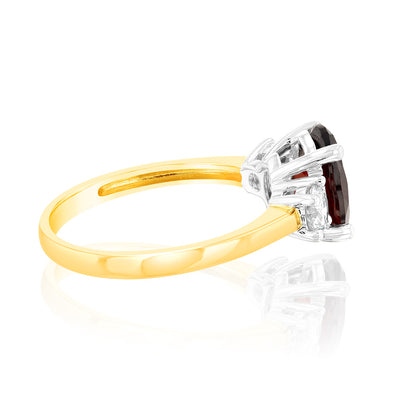 Luminesce Lab Grown 9ct Yellow Gold 0.40 Carat Diamond 2.4Ct Garnet Ring