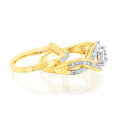 Luminesce Lab Grown 9ct Yellow Gold 0.66 Carat Bridal Set Diamond Ring Set