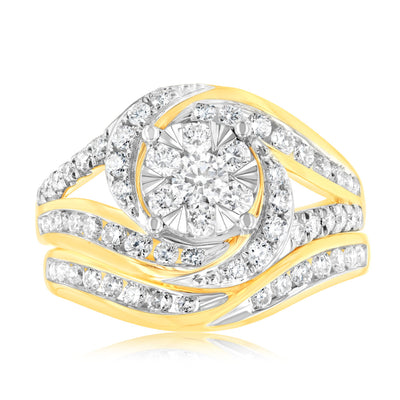 Luminesce Lab Grown 9ct Yellow Gold 1 Carat Bridal Diamond Ring Set