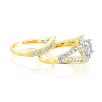 Luminesce Lab Grown 9ct Yellow Gold 1 Carat Bridal Diamond Ring Set