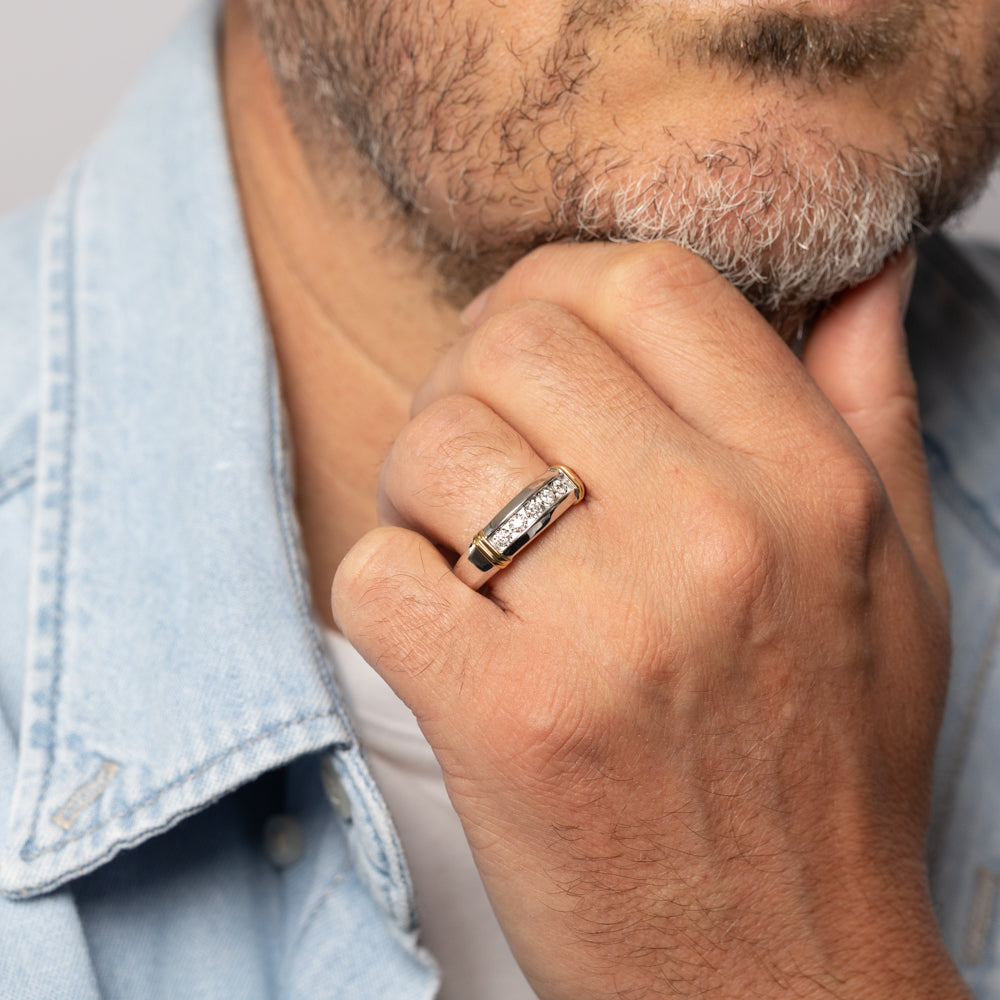 Luminesce Lab Grown 1/5 Carat Diamond Channel Gents Ring in Sterling Silver