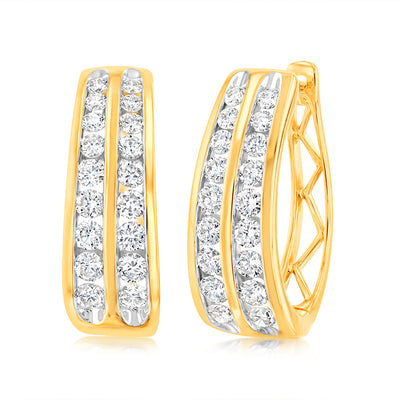 Luminesce Lab Grown 9ct Yellow Gold 1 Carat Diamond Hoop Earring