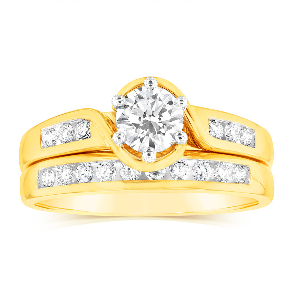 Luminesce Lab Grown 9ct Yellow Gold 3/4 Carat Bridal Diamond Ring