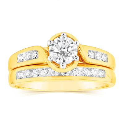 Luminesce Lab Grown 9ct Yellow Gold 3/4 Carat Diamond Bridal Ring Set