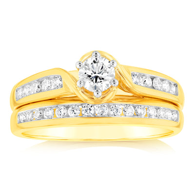 Luminesce Lab Grown 9ct Yellow Gold 1/2 Carat Diamond Bridal Ring Set