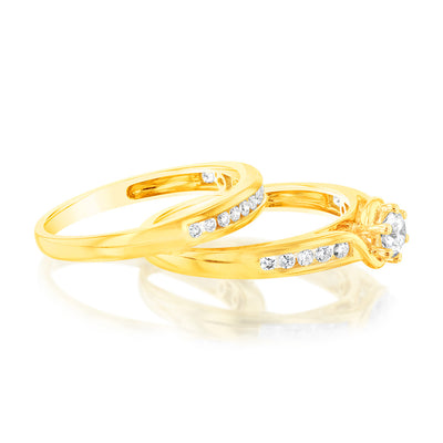 Luminesce Lab Grown 9ct Yellow Gold 1/2 Carat Diamond Bridal Ring Set
