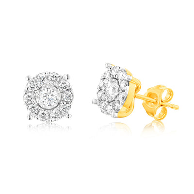 Luminesce Lab Grown 9ct Yellow Gold 3/4 Carat Diamond Stud Earrings